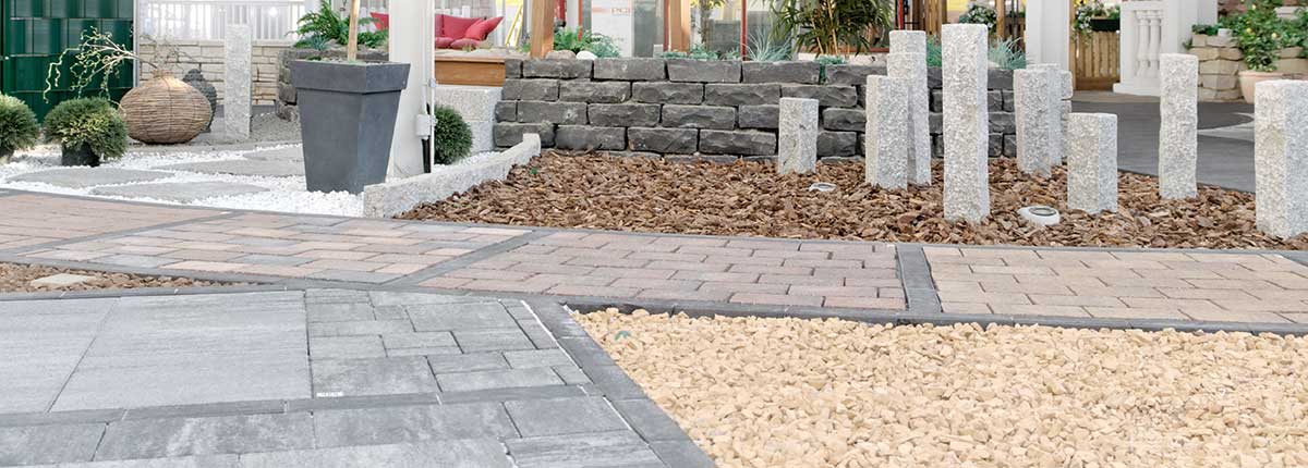 In der Innenausstellung können Garten- und Landschaftsbauprodukte ganzjährig bequem angesehen werden.